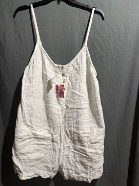 Roxy White Gauze Button-Front Romper